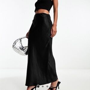 4th & reckless satin maxi skirt in black